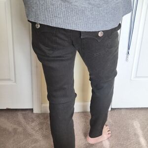 True Religion Dark Olive Green Coated Skinny Jeans... Looks Amazing In Booties!!